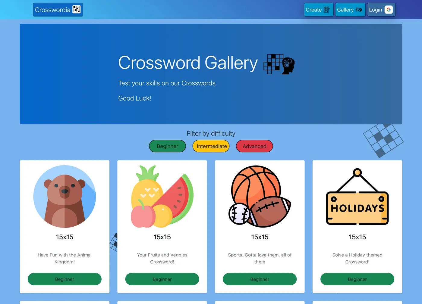 Crosswordia application screenshot